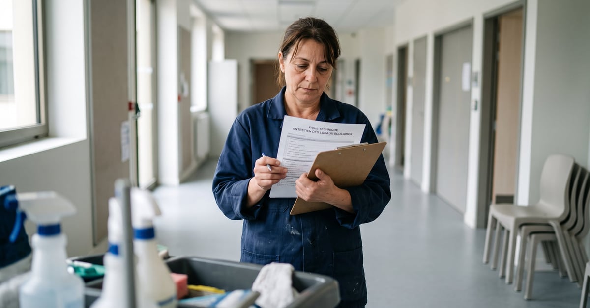 Fiche technique entretien des locaux scolaires avec produits et matériel de nettoyage professionnel