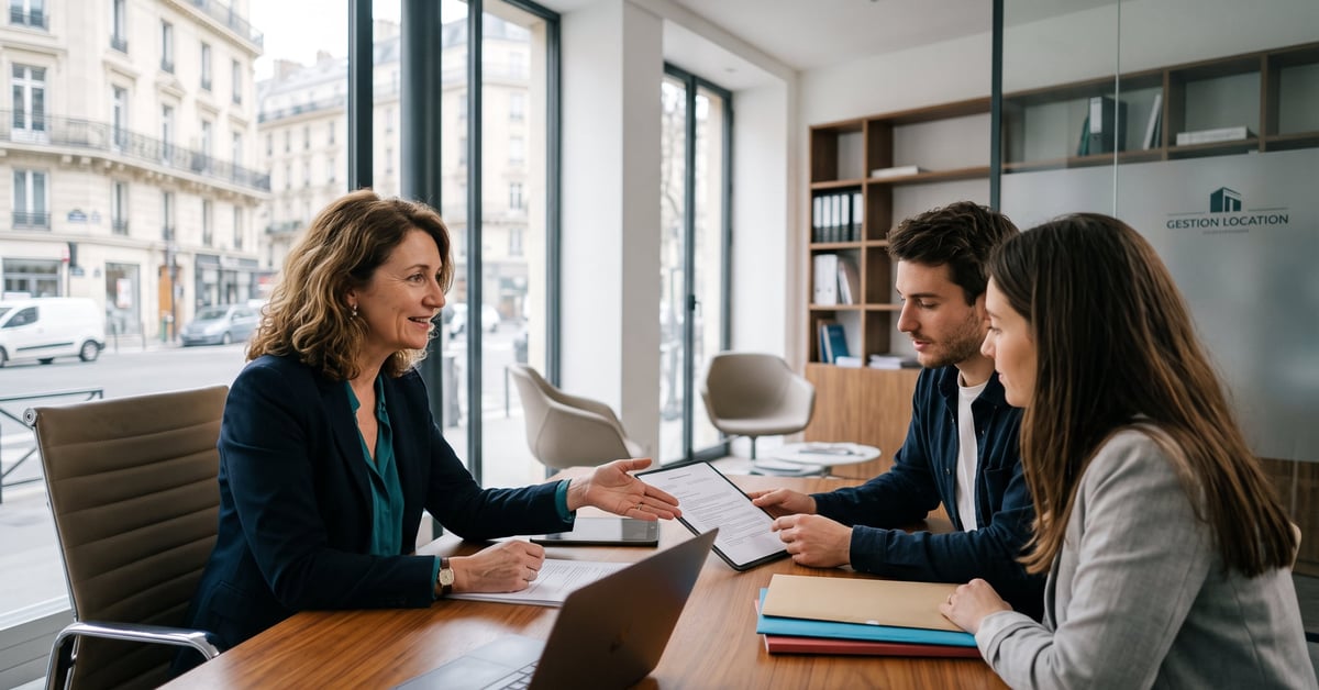 Gestion location immobilière : propriétaire consultant des documents et outils de suivi locatif