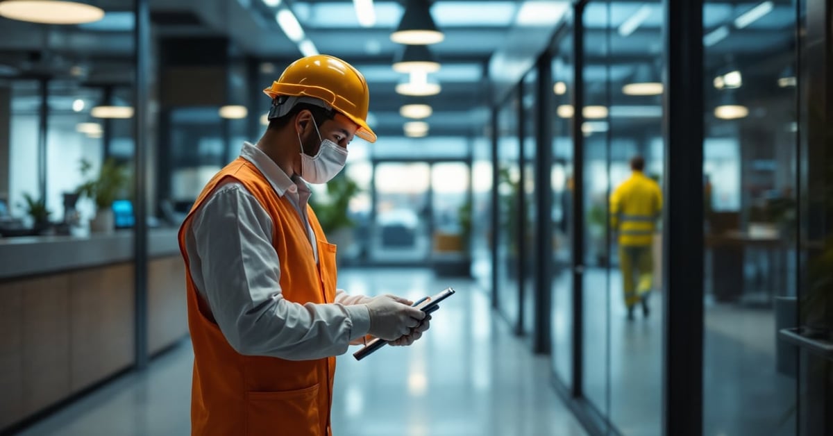 Entretien et hygiène des locaux : nettoyage professionnel d'un espace de travail moderne